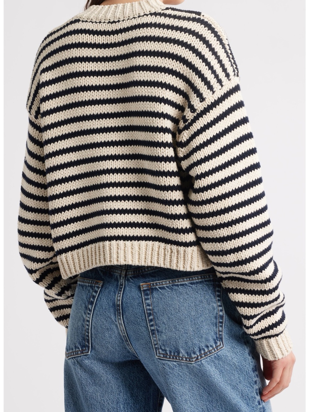 FRAME The Stripe Chunky Cotton Cardigan Size S - Picture 2 of 6